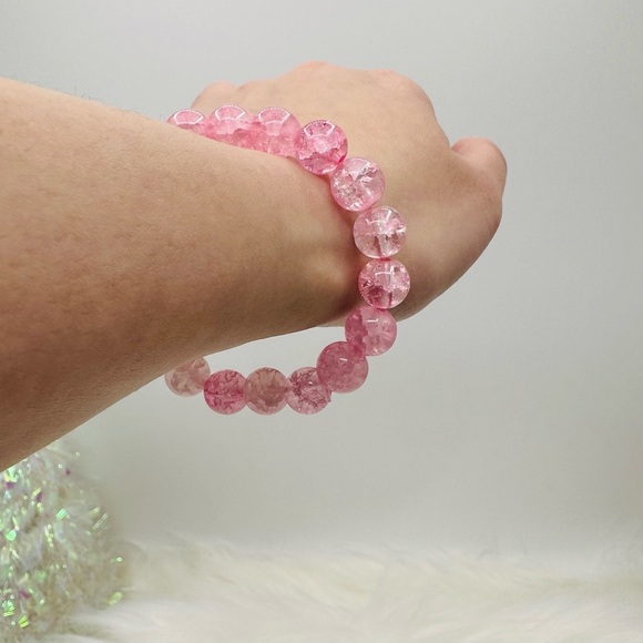 Celina Glass Beaded Bracelet in Cotton Candy Pink - Picture 3 of 5